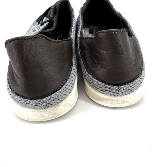Olukai AlapaLi Mens Size 13 Gray Mesh Low Slip On Sneaker Shoes Leather - Picture 4 of 6